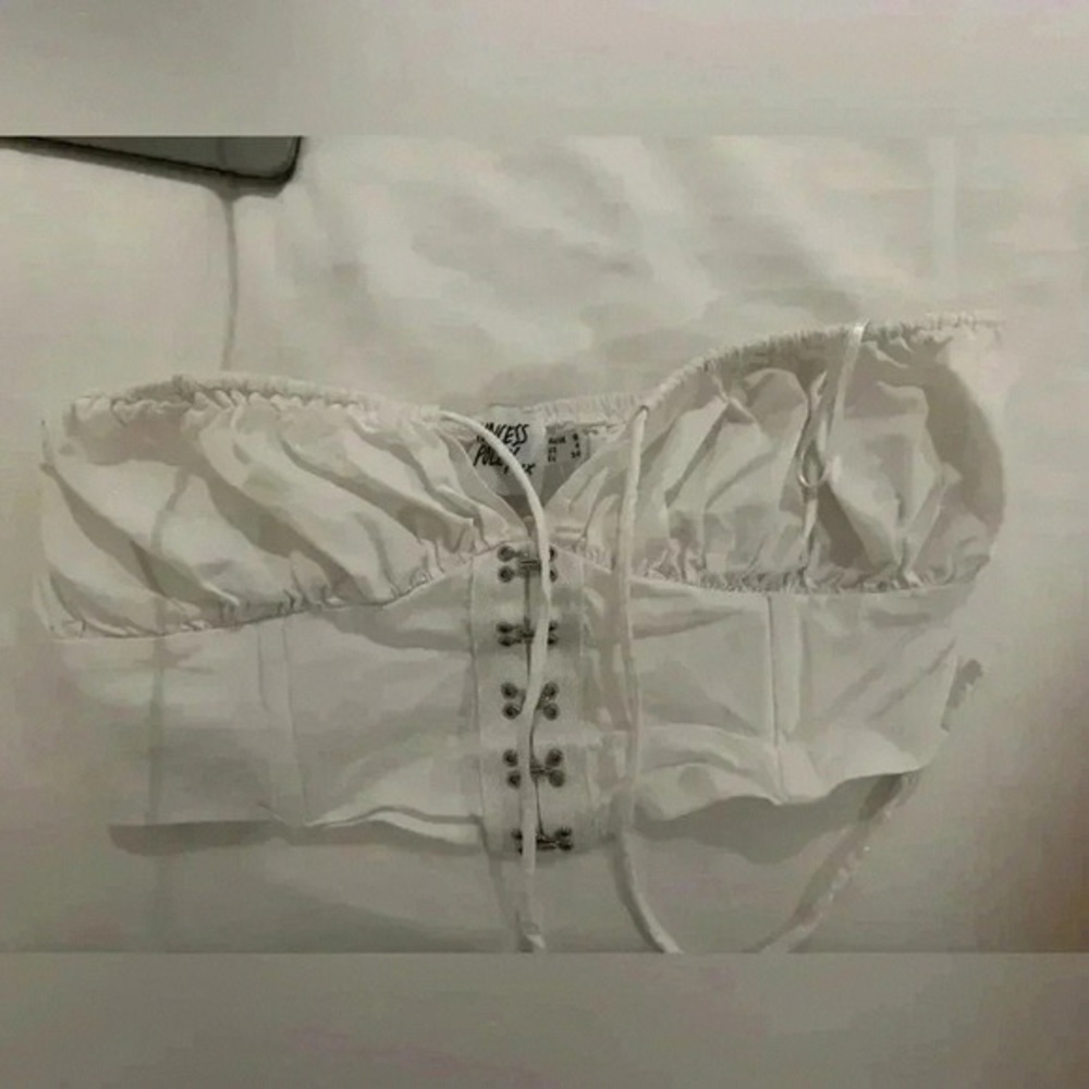 White Lace-Up Bustier Top